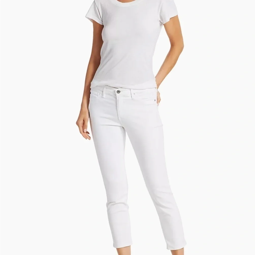 AG Jeans ‘The Stilt Crop’ White Denim Cigarette Pants - Picture 3 of 7